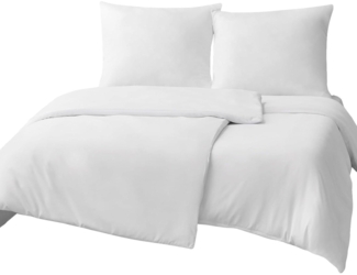 Bettwäsche 135x200 4tlg Weiß Mikrofaser Reißverschluss weich & bügelfrei