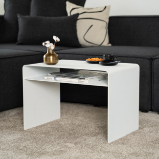 HOME DELUXE Beistelltisch aus Metall ZIMA - 58 x 38 cm Weiß Made in Germany