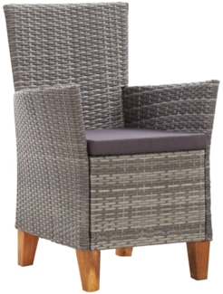 vidaXL Gartenstühle 2 Stk. mit Auflagen Poly Rattan Grau 46003
