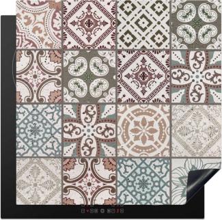 MuchoWow Herd-Abdeckplatte Mosaik - Braun - Muster - Fliese, Vinyl, (1 tlg), Cerankochfeld Abdeckung, Herd Abdeckplatten Vinyl, 58x59 cm