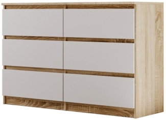 Beautysofa Kommode mit sechs Schubladen LEMON, Breite: 120cm oder 140cm, viele Farbvarianten, mit 6 Schubladen
