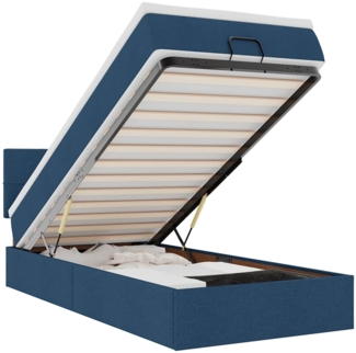 vidaXL Ottomane Bett mit Matratze & LEDs Blau 90x200 cm Stoff 3312283