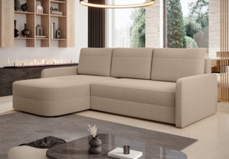 AX LIVING Ecksofa mit Schlaffunktion Nebbiolo 250 cm breit – braune Couch