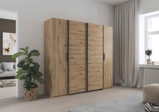 rauch Kleiderschrank, Dreh- und Schwebetürenschrank KRONACH, 4-türig, Eiche Artisan, 225 x 210 x 59 cm