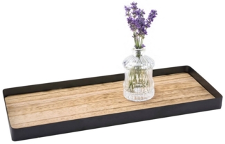 Spetebo Tablett Kerzentablett mit Metall Rahmen und Holz Boden - 45 cm x 18 cm, Metall / Holz, (Anzahl, 1-tlg, Stück), mit Anti Rutschpads