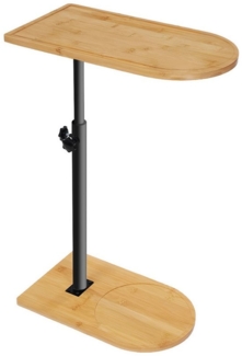 SEHAUSEU Beistelltisch Pflegetisch Sofatisch Kaffeetisch C Form höhenverstellbar, aus Bambusholz und Metall