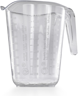 Messbecher 1l Kunststoff Transparent Messkanne Füllvolumen 1 Liter Literbecher