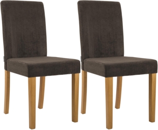 CLP 2er Set Esszimmerstuhl Ina Cordbezug gepolstert mit Rückenlehne und Holzbeinen,braun antik-hell