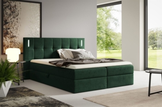 Boxspringbett Schlafzimmerbett MARTIM 120x200 cm in Stoff Fresh Flaschengrün