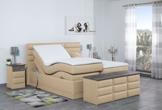 Meisterbetten Boxspringbett Pino 120x220 in WT-Beige, Matratzenbezug Nano, Ergoflex-Topper