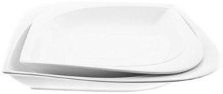 2 Teilige Servierteller in Weiß mit abgerundeten Ecken Serviceteller aus Porzellan