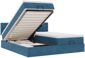 vidaXL Ottoman-Bett mit Matratzen & LED Dunkelblau 200x200 cm Samt 3312969
