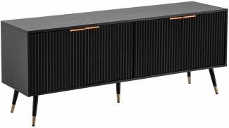 Lowboard Schwarz mit Eiche-Dekor 150x60x39 cm TV-Kommode Modern