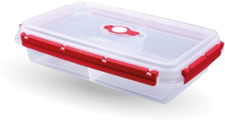 Frischhaltedosen für Lebensmittel mit Trenner ( 2 L ) - "Rot" - Vorratsdose luftdicht, Aufbewahrungsbox Meal Prep Box, Brotdose, BPA Frei