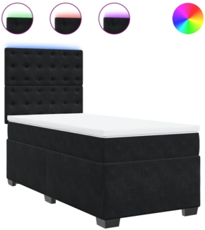 vidaXL Boxspringbett mit Matratze Schwarz 90x190 cm Samt 3293100