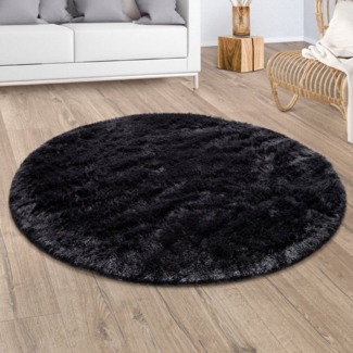 Paco Home Hochflor-Teppich Silky 591, rund, Höhe: 37 mm, Uni Farben, besonders weich und kuschelig