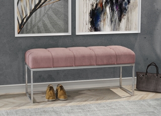 AX LIVING Sitz Bank Acciarolli 110 cm – Rosa, Chrom-Metallgestell