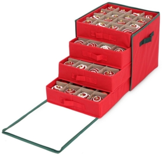 Salcar Aufbewahrungsbox Weihnachtskugel 64 Kugel Aufbewahrungstasche Weihnachten mit 4 Ebenen (64 St), Aufbewahrungsbox für Christbaumkugel mit Verstellbaren Trennwänden