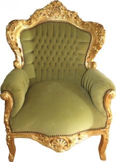 Casa Padrino Barock Sessel King Jadegrün/Gold