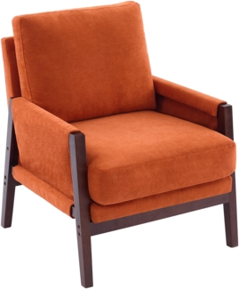 Merax Relaxsessel, Einzelsessel, Polstersessel, Lesesessel, Loungesessel, Massivholzgestell, Samtstoff, Orange