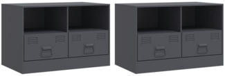 vidaXL TV-Schränke 2 Stk. Anthrazit 67x39x44 cm Stahl 841744