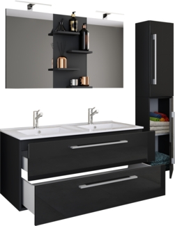 VCM Badmöbel Waschtisch Budasi ohne Beleuchtung, 917551 Schwarz H. 150 x B. 145 x T. 46 cm