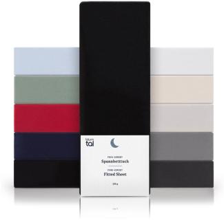 Blumtal® Basics Jersey (2er-Set) Spannbettlaken 140x200 cm -Oeko-TEX Zertifiziert, 100% Baumwolle Bettlaken, bis 20cm Matratzenhöhe, Schwarz