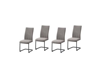 HTI-Line Freischwinger Schwingstuhl 4er-Set Braun LennyP (Set, 4 St), Freischwinger Esszimmerstuhl Kufengestell aus Metall