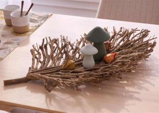 Dekoschale "Verzweigt" 60 cm lang, Teebaum Zweige, Tischdeko aus Holz, Obstschale, Holzschale für Tisch, Flur, Eingangsbereich, DIY Deko