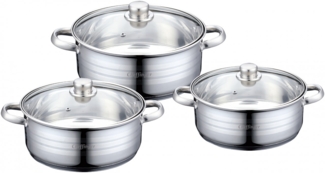 Cheffinger Kochtopf Set Topfset Glasdeckel 6-tlg Induktion Edelstahl CF-SP06