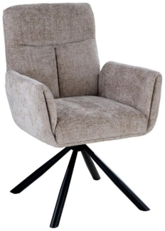Stolkom Sp.z.o.o. Esszimmerstuhl SOFIA BASE, Beige, Schwarz, Webstoff, Metall, (1 St), 180 Grad drehbar mit Rückholfunktion, B 61 x H 93 x T 67 cm