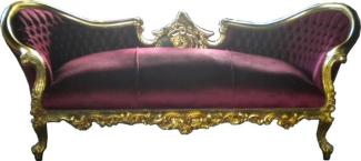 Casa Padrino Barock Lounge Sofa Vampire Bordeaux / Gold