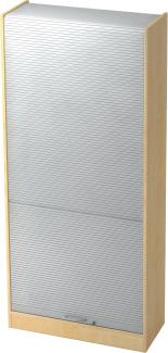 bümö Rollladenschrank 5 OH abschließbar in Ahorn/Silber mit Bogengriff, SET90-3-S-BM