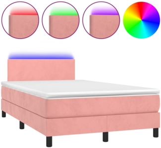 vidaXL Boxspringbett mit Matratze & LED Rosa 120x200 cm Samt 3134278