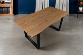 SAM® Esstisch Thora, verschiedene Holz-Optiken, U-Metallgestell, Baumkante