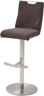 Barstuhl 'Giulia III' - Feingewebe Braun - Edelstahl