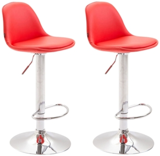 2er Set Barhocker Kiel Vollgepolstert Kunstleder chrom, rot