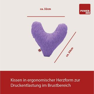 POWER INN Brustkissen Hope ca. 32x34cm | Herzkissen als Schmerzlinderung nach Mastektomie | weiches Unterarm- oder Achselkissen | 100% Baumwolle (Lila)