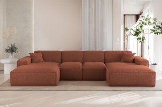 Wohnlandschaft Sofa U-Form CELES PREMIUM XS in Stoff Sven Rostbraun