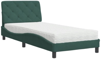 vidaXL Bett mit Matratze Dunkelgrün 90x200 cm Samt 3208637