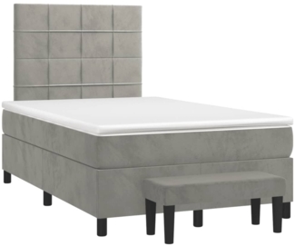 vidaXL Boxspringbett mit Matratze Hellgrau 120x190 cm Samt 3270469