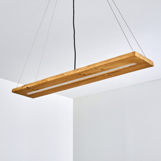 hofstein Pendelleuchte »Volano« dimmbare aus Holz/Metall in Braun/Dunkelgrau, 3000 Kelvin, moderne Hängelampe, Höhe max. 150cm, Pendellampe dimmbar,3000 Lumen