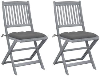 vidaXL Klappbare Gartenstühle 2 Stk. mit Kissen Massivholz Akazie 3064552