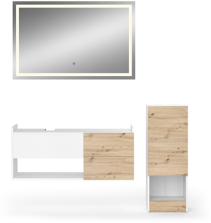 Badmöbel-Set Alf Weiß 3 Teile, mit Midischrank Vicco