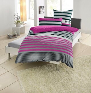 H.I.S Bettwäsche Majoran, Polycotton recycelt, 2 teilig, gestreifte Bettwäsche in verschiedenen Qualitäten