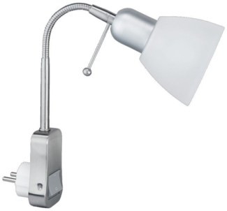 Stecker-Spot mit Schalter und Flexarm, Kunststoffschirm Weiß