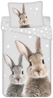 Jerry Fabrics Bettwäsche Hase Häschen - Bettwäsche-Set mit Kaninchen-Motiv, 135x200 & 80x80, Baumwolle, 100% Baumwolle