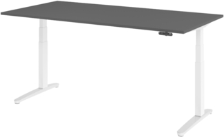 bümö elektrisch höhenverstellbarer Schreibtisch 200x100 cm mit Memory-Steuerung - Design Schreibtisch höhenverstellbar elektrisch, elektrischer Schreibtisch graphit, Gestell weiß/alu, XBHM-2E-G-WC