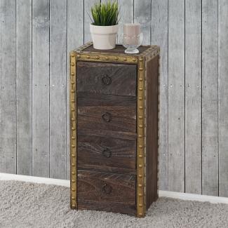 Kommode 'Duran', 4 Schubladen 70 x 33 x 26 cm Shabby-Look Vintage ~ braun