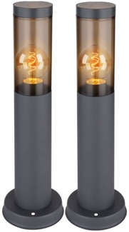 2er Set Sockelleuchte, Edelstahl, anthrazit, rauch, H 45 cm